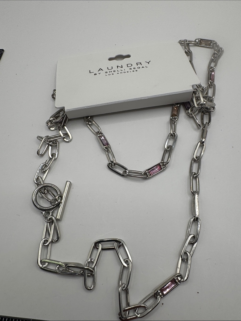 Laundry by Shelli Segal Pink Crystal Accent Necklace 24” (LR111/5) - Picture 6 of 8
